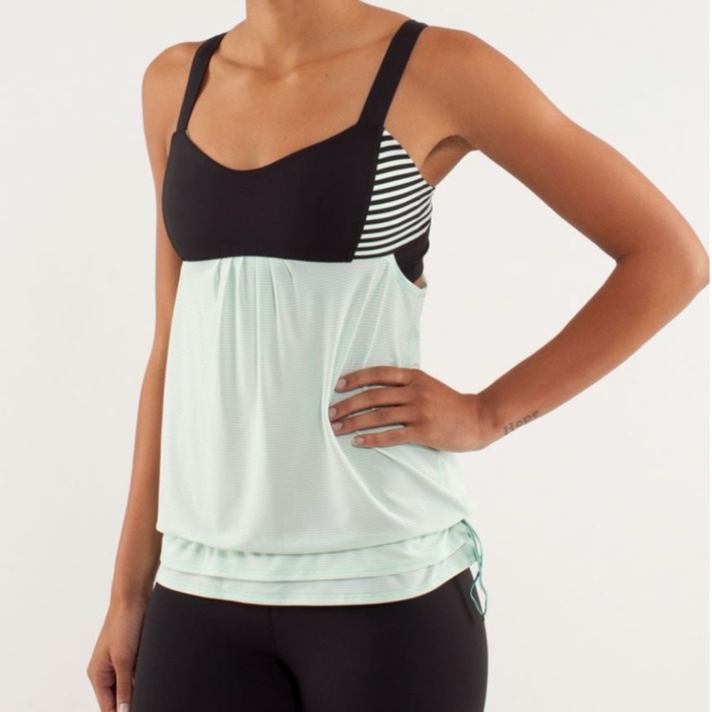 Lululemon Run: Back On Track Tank Mint Moment / Black / Classic Stripe Size 6